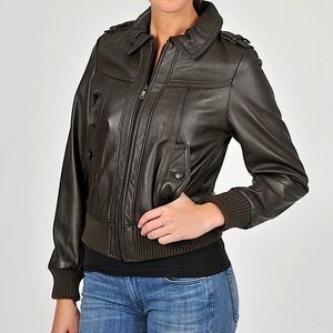 Knoles & Carter Leather Bomber Jacket L EUC Dark Brown Leather Bomber